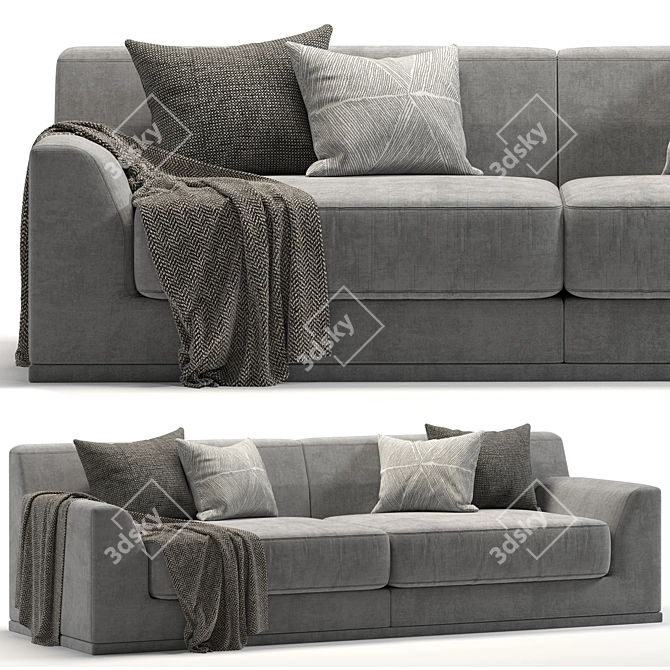 Elegant Velvet Double Sofa 3D model image 1