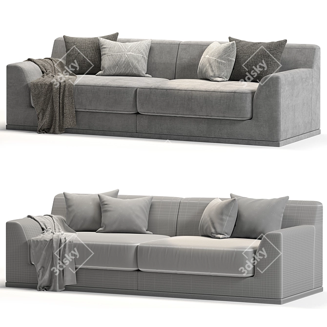 Elegant Velvet Double Sofa 3D model image 3