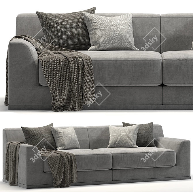 Elegant Velvet Double Sofa 3D model image 4