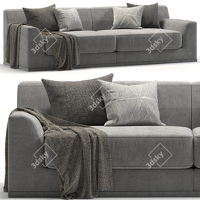 Elegant Velvet Double Sofa 3D model image 5