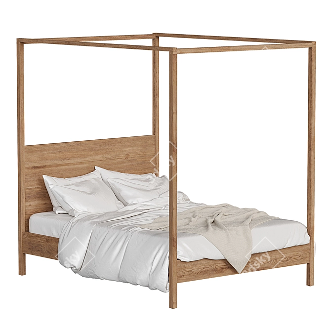 Elegant Yttervåg Four-Poster Bed 3D model image 4