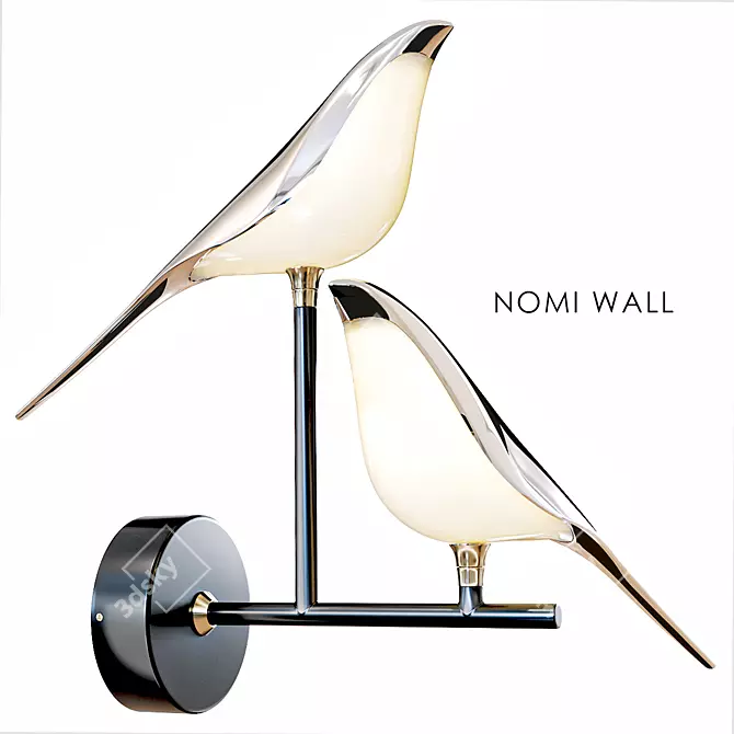 Golden Birds LED Wall Light 3D model image 1