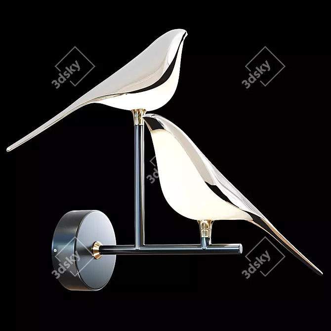 Golden Birds LED Wall Light 3D model image 2