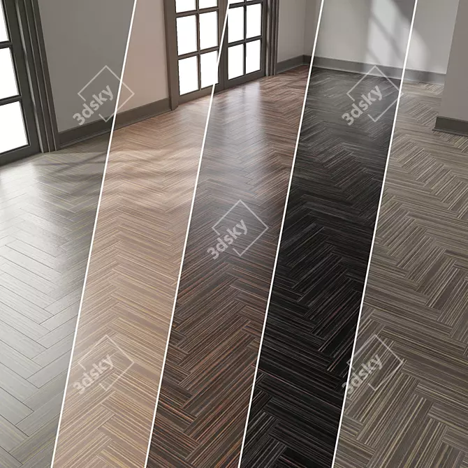 Elegant Herringbone Parquet | 5 Colors 3D model image 1