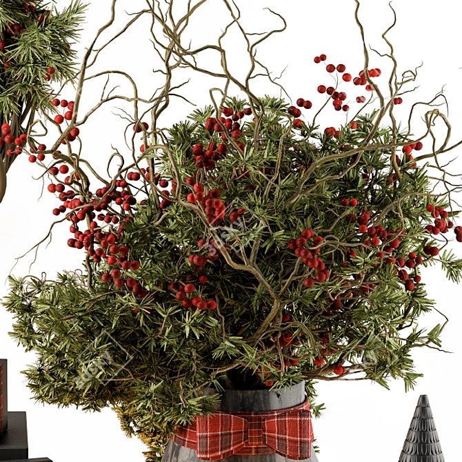 Festive Green Bouquet: Perfect Christmas Decoration 3D model image 2