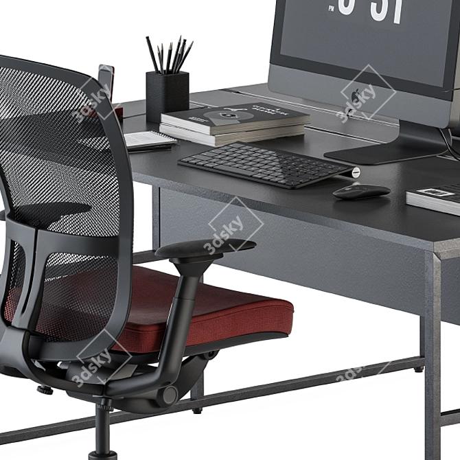 Red and Black Employee Set: Office Furniture 3D model image 4