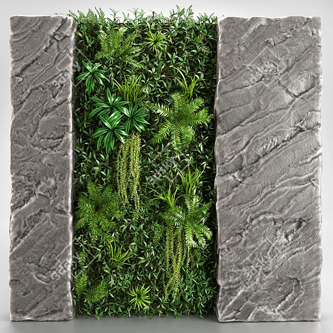 Stone Wall Vertical Garden 3D model image 1