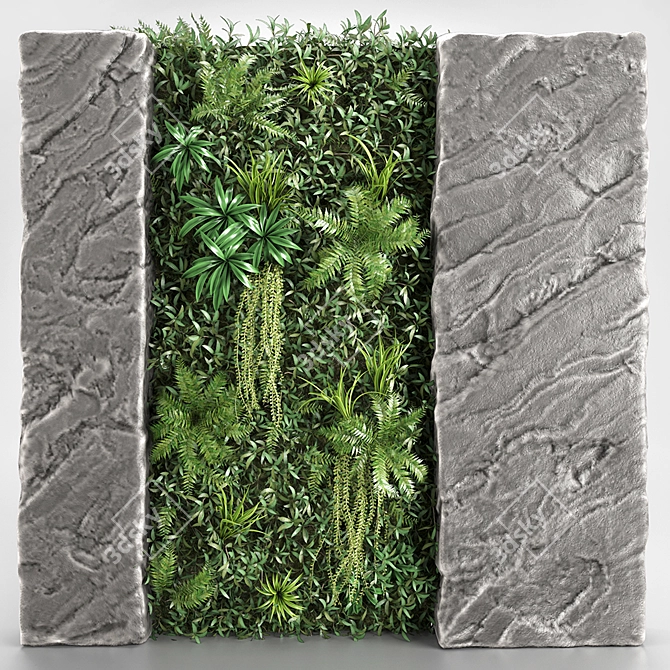 Stone Wall Vertical Garden 3D model image 4