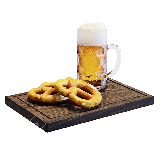 Rustic Mug and Pretzels Set 3D model image 1