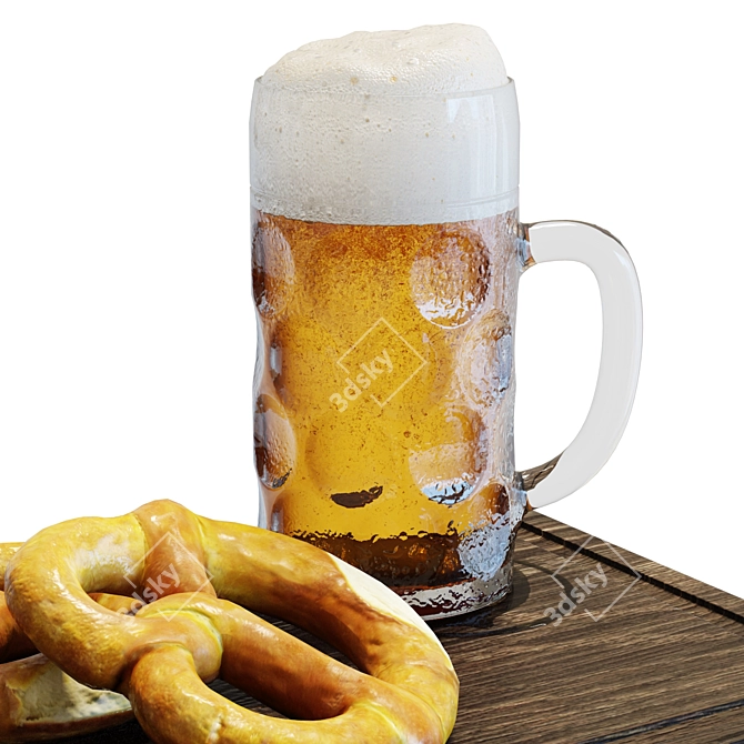 Rustic Mug and Pretzels Set 3D model image 4