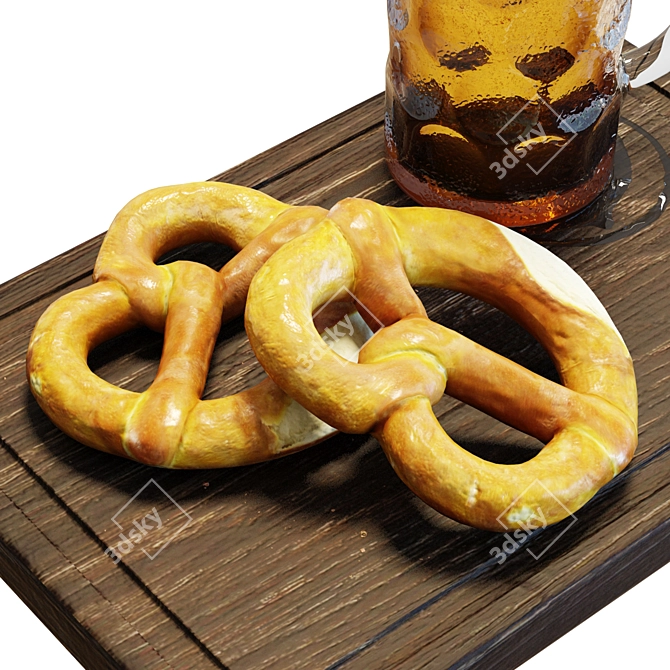 Rustic Mug and Pretzels Set 3D model image 5