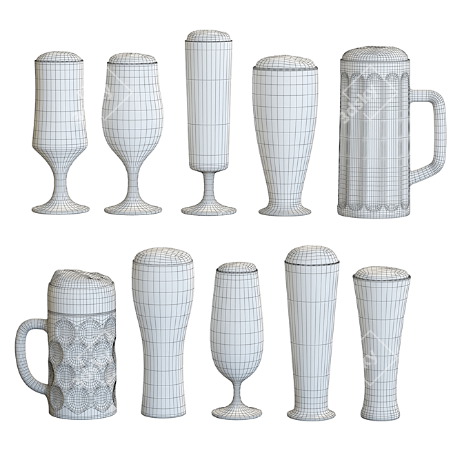 8-Piece Beer Glass Set 3D model image 7