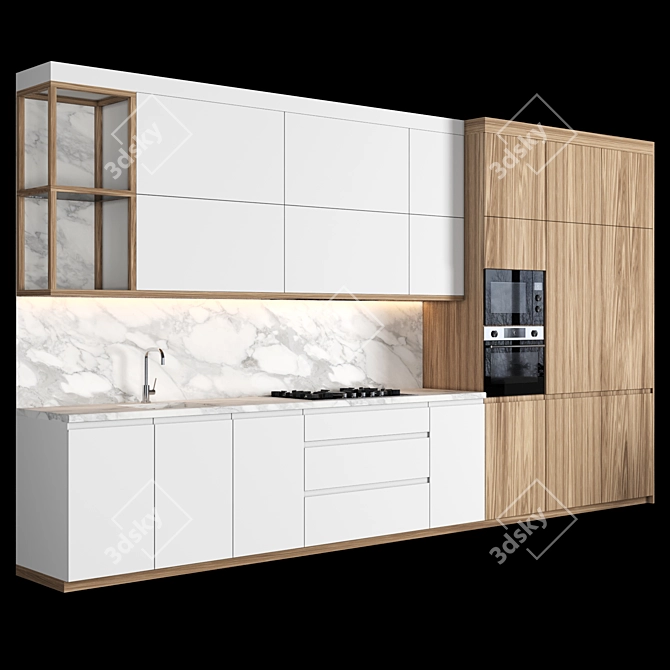 Modern Island Kitchen 086 3D model image 2