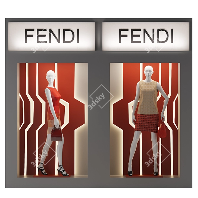 Fendi Luxury Showcase for Sale 3D model image 1