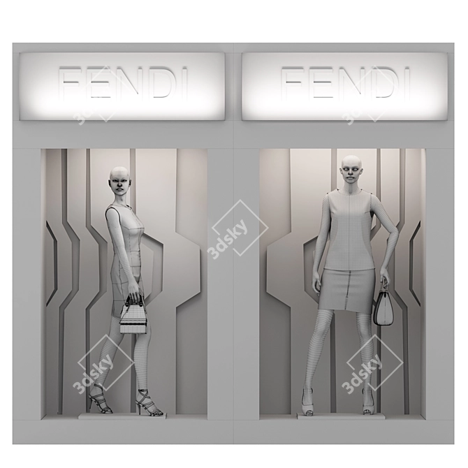 Fendi Luxury Showcase for Sale 3D model image 2