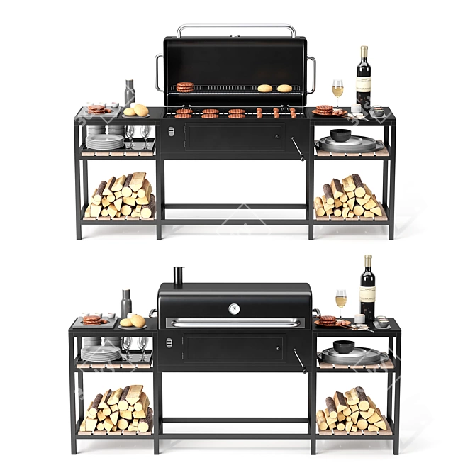 Gourmet BBQ Grill Set 3D model image 1