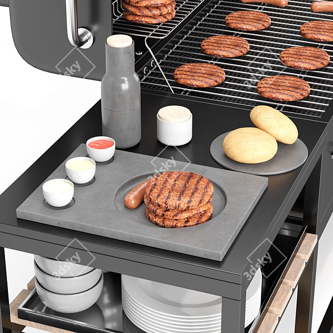 Gourmet BBQ Grill Set 3D model image 3