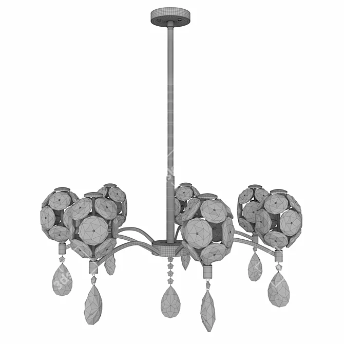 Elegant Iron Crystal Chandelier 3D model image 3