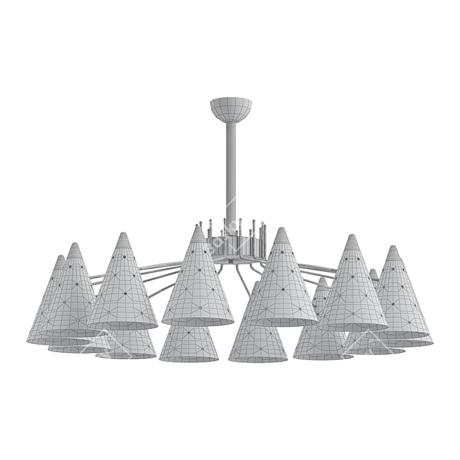 Brass Chandelier with Perforated Shades 3D model image 2