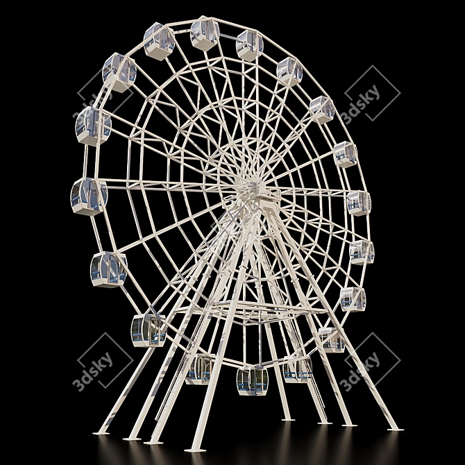 28m Ferris Wheel: Gray and Black, Night Illumination 3D model image 1