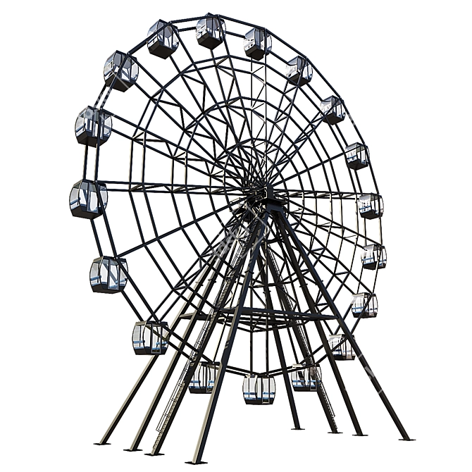 28m Ferris Wheel: Gray and Black, Night Illumination 3D model image 2