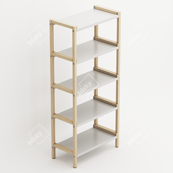  EKENABBEN Oak White Open Shelving Rack 3D model image 4