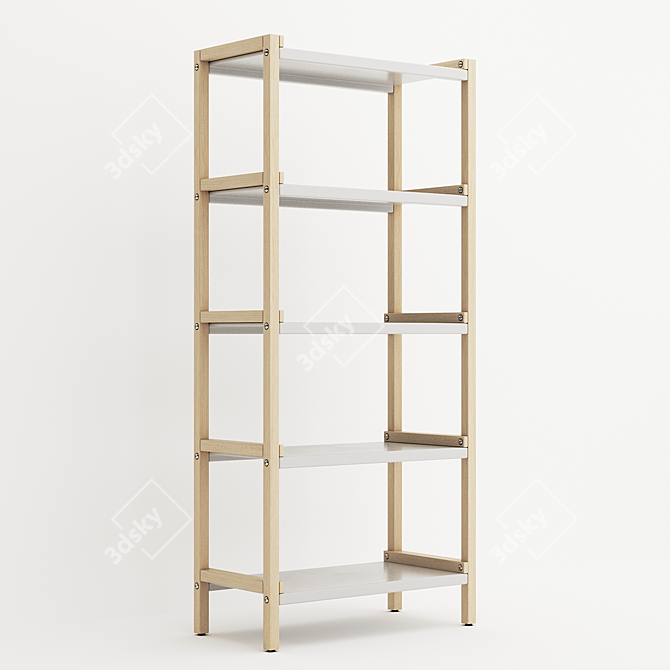  EKENABBEN Oak White Open Shelving Rack 3D model image 5