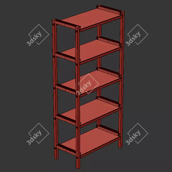  EKENABBEN Oak White Open Shelving Rack 3D model image 9