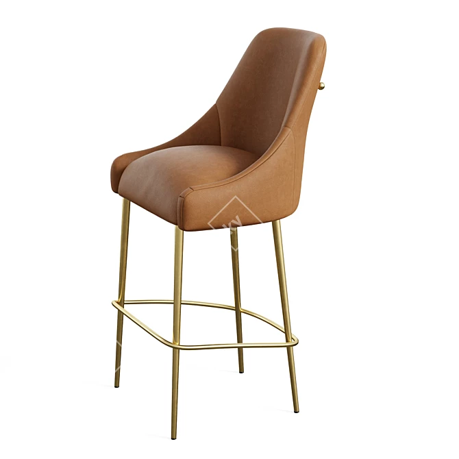 Comfortable Leather Counter Stool 3D model image 2