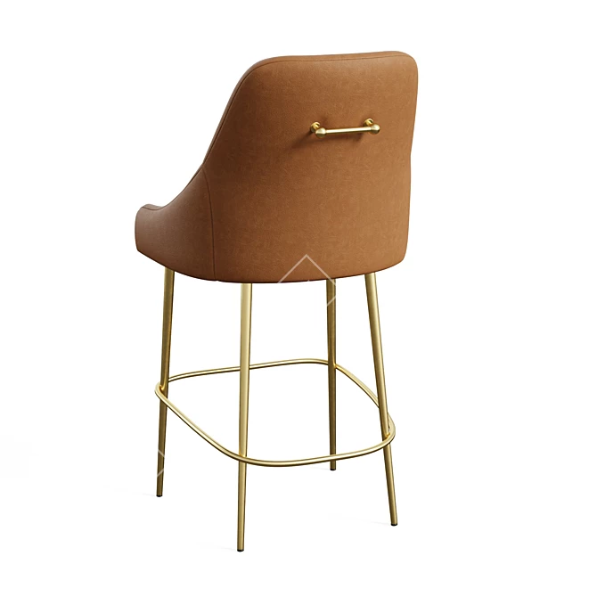 Comfortable Leather Counter Stool 3D model image 3