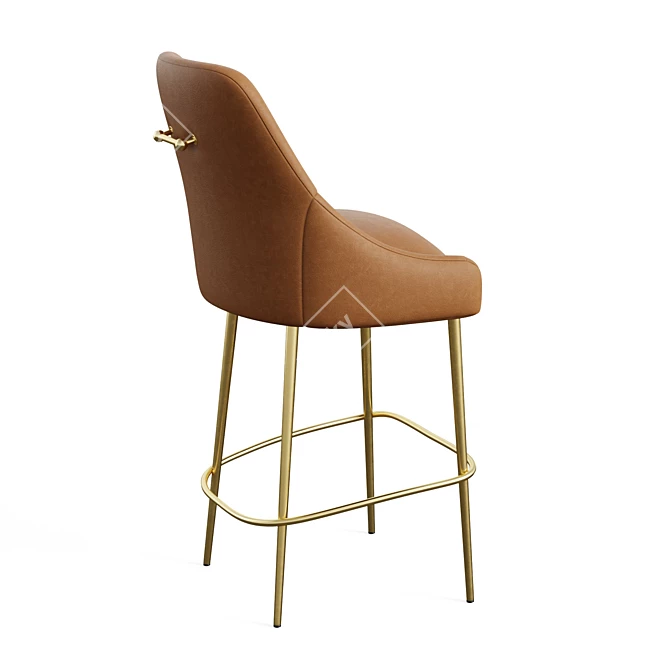 Comfortable Leather Counter Stool 3D model image 4