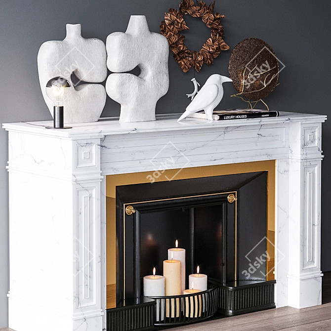 Modern Decorative Fireplace Set 3D model image 3