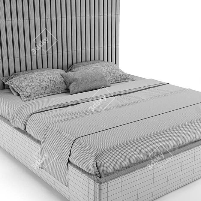 Elegant Gray Velvet Mora Bed 3D model image 8