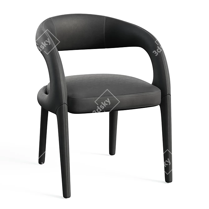 Sleek Leather Dining Chair 3D model image 1