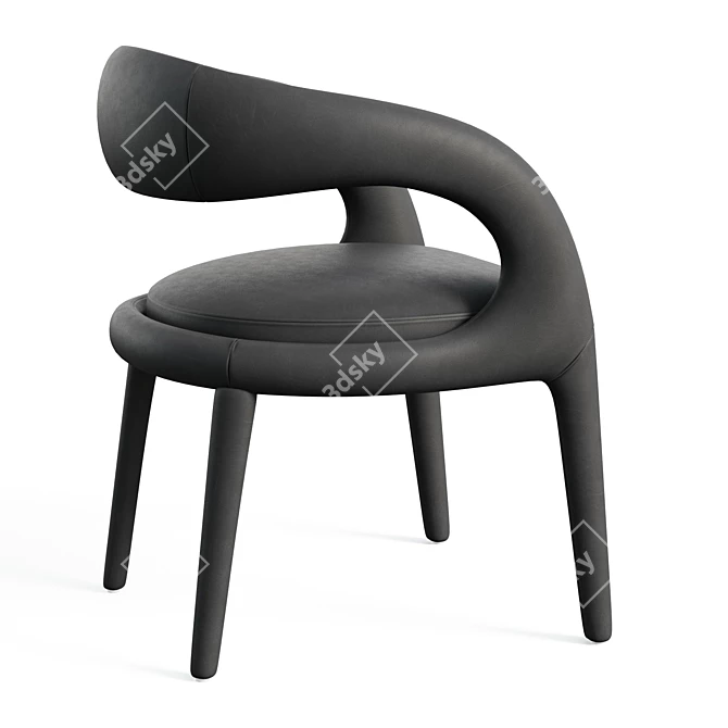 Sleek Leather Dining Chair 3D model image 2