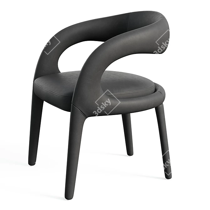 Sleek Leather Dining Chair 3D model image 3