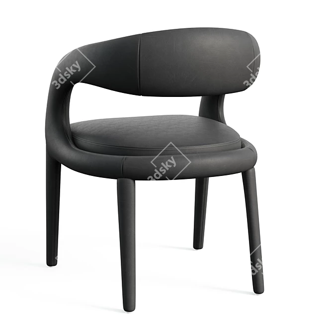 Sleek Leather Dining Chair 3D model image 4