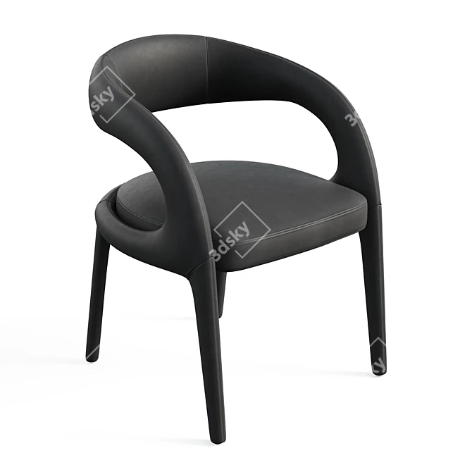 Sleek Leather Dining Chair 3D model image 5