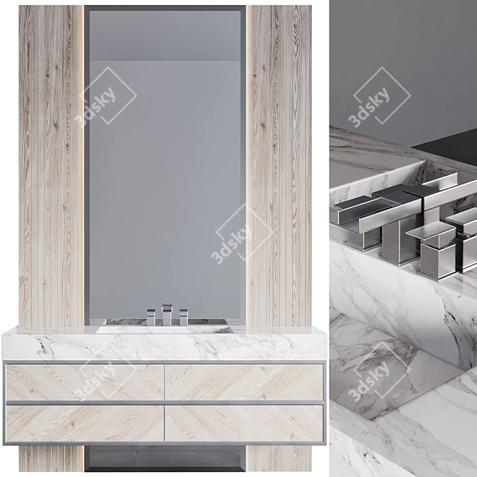 Modern Bathroom Furniture Set 3D model image 1