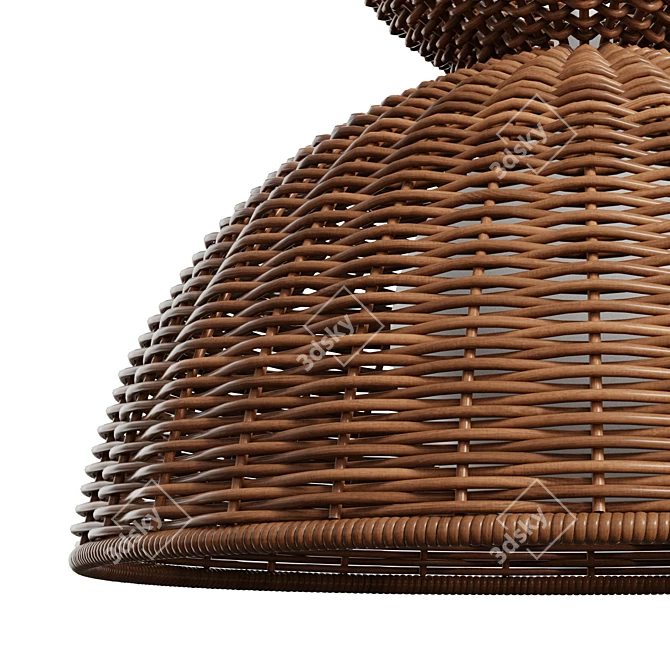 Rattan Glow Flush Mount 3D model image 5