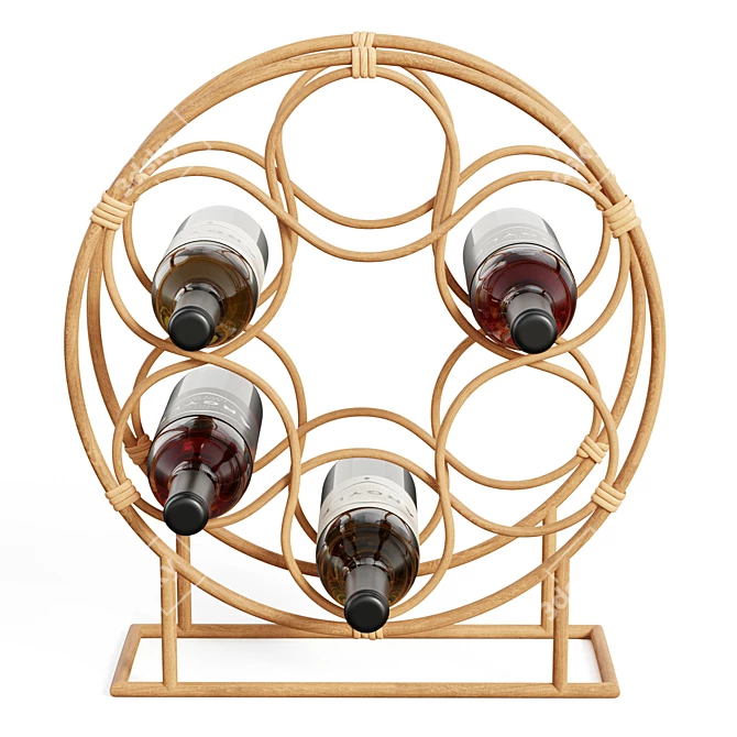 Boho Rattan Metal Wine Rack 3D model image 2