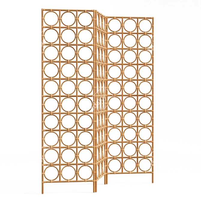 Vintage Rattan Room Divider 3D model image 2