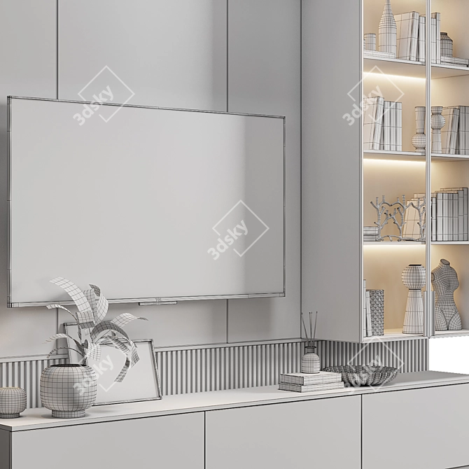 Elegant Neoclassical TV Wall 3D model image 4