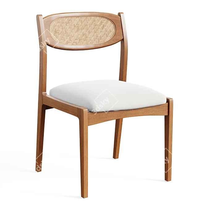 Elegant Caned Dining Chair 3D model image 1