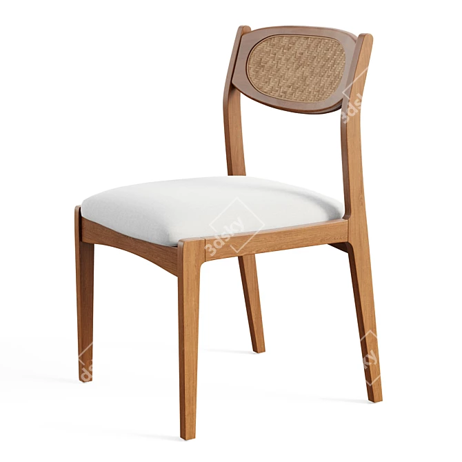 Elegant Caned Dining Chair 3D model image 2