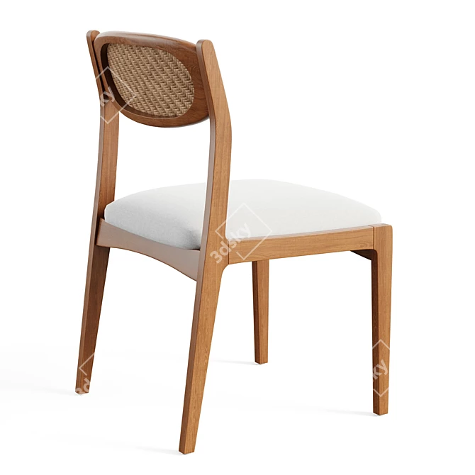 Elegant Caned Dining Chair 3D model image 4
