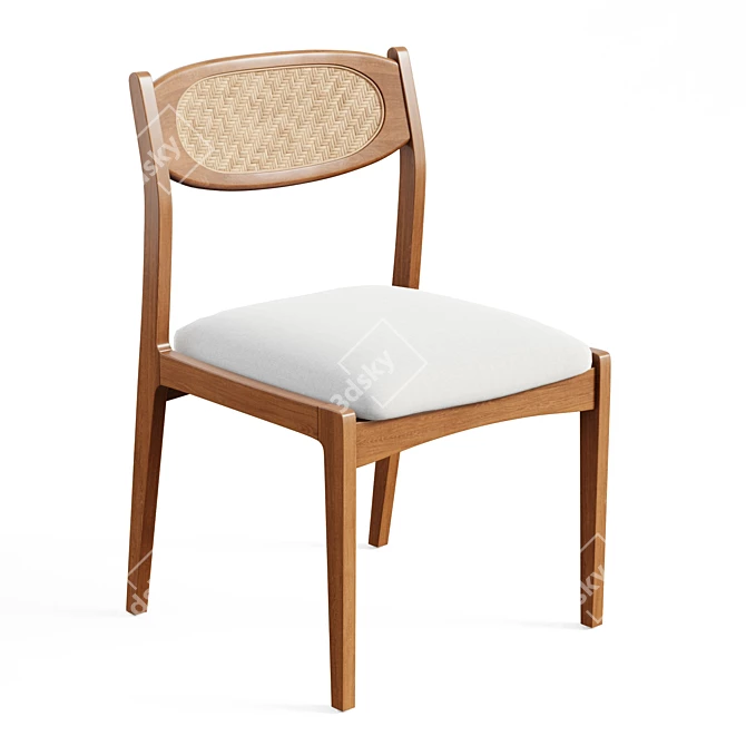 Elegant Caned Dining Chair 3D model image 5