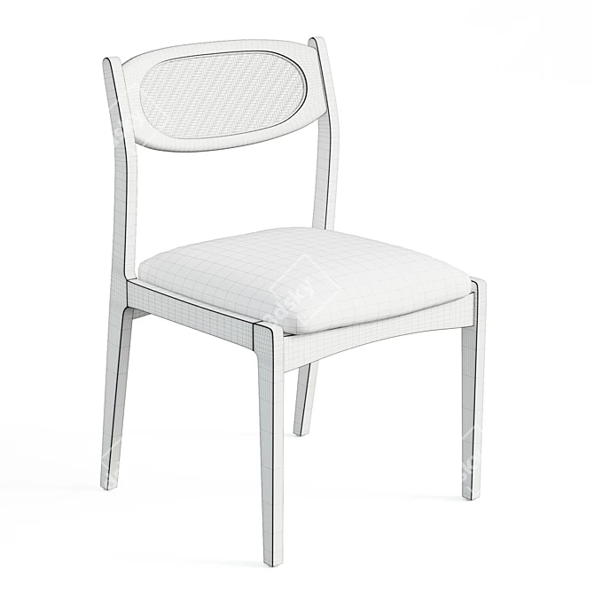 Elegant Caned Dining Chair 3D model image 6