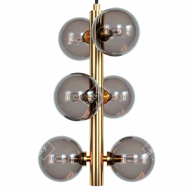 Satin Brass LED Mini Chandelier 3D model image 1