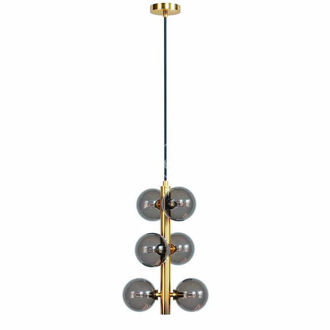 Satin Brass LED Mini Chandelier 3D model image 2